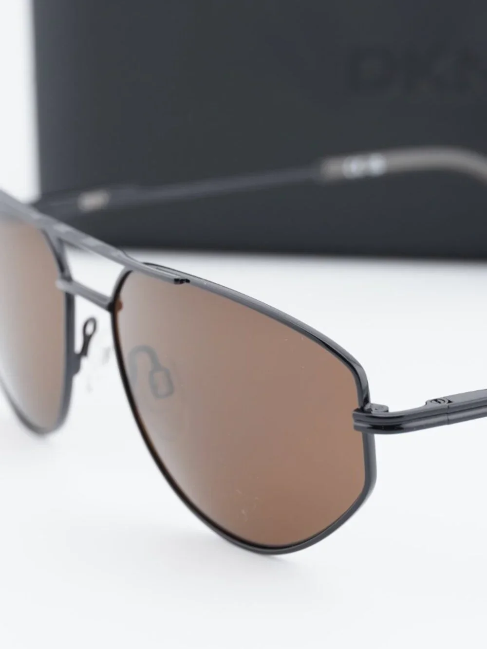 DKNY DK117S 001 Square Sunglasses - Black/Brown